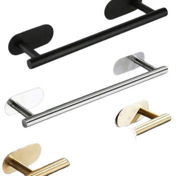 Nerezová tyč na uteráky do kúpeľne, bez vŕtania, jednovrstvá, nosnosť 1–2 kg, povrchová úprava brúsená/ lakovaná/ pozlátená