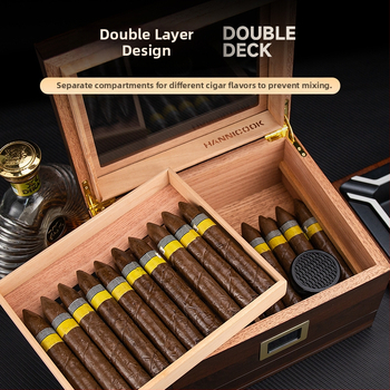 Cedrový humidor na cigare s priehľadným strešným oknom, veľká kapacita a zásuvka, štýl ľahký luxus