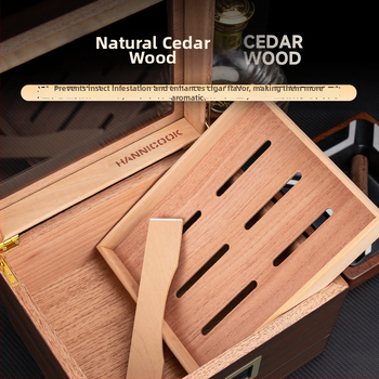 Cedrový humidor na cigare s priehľadným strešným oknom, veľká kapacita a zásuvka, štýl ľahký luxus