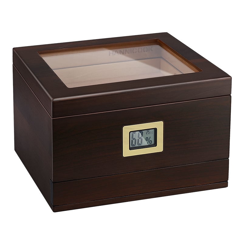 Cedrový humidor na cigare s priehľadným strešným oknom, veľká kapacita a zásuvka, štýl ľahký luxus