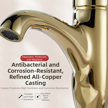 Meďový jednoručný mosdľový mixér pre spodnú inštaláciu, francúzsko-retro európsky štýl, keramický diskový ventil, G1/2 prípojky, 0-90°C