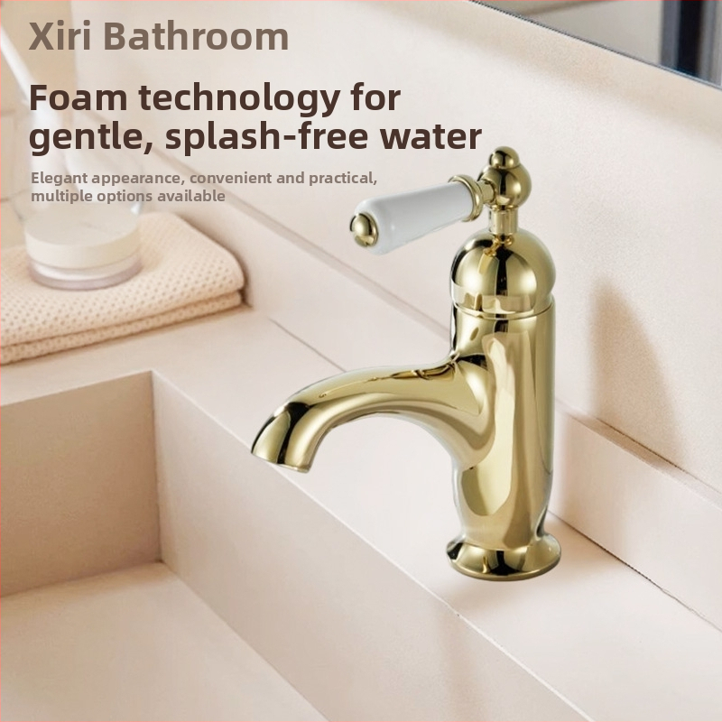 Meďový jednoručný mosdľový mixér pre spodnú inštaláciu, francúzsko-retro európsky štýl, keramický diskový ventil, G1/2 prípojky, 0-90°C