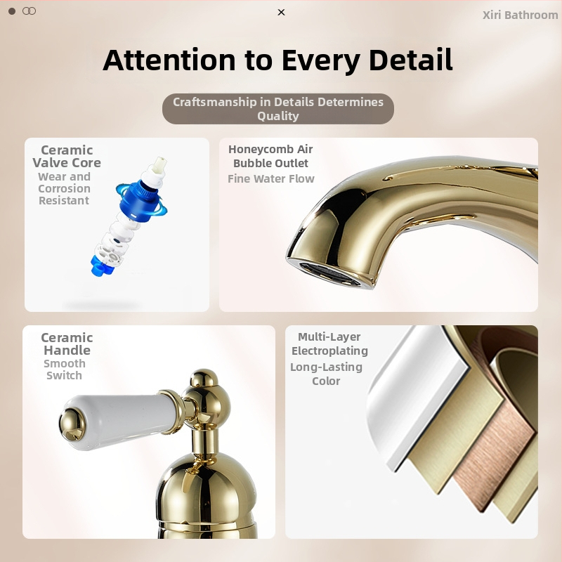 Meďový jednoručný mosdľový mixér pre spodnú inštaláciu, francúzsko-retro európsky štýl, keramický diskový ventil, G1/2 prípojky, 0-90°C