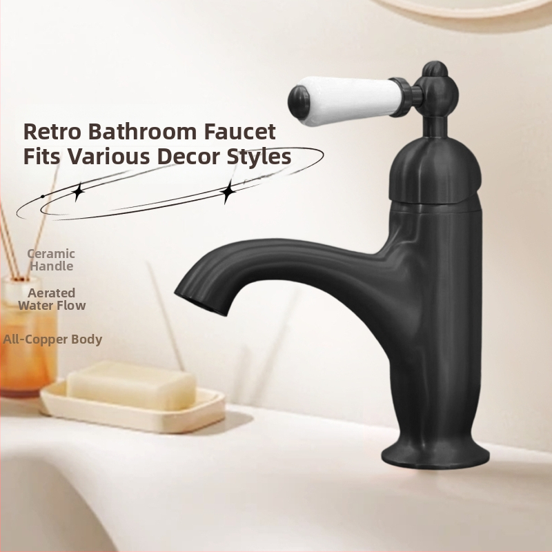 Meďový jednoručný mosdľový mixér pre spodnú inštaláciu, francúzsko-retro európsky štýl, keramický diskový ventil, G1/2 prípojky, 0-90°C