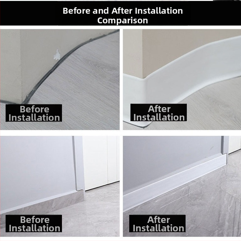 PVC pašlīmējošs pamatplāksne sienai un kāpņu stūrim, modelis L100, mūsdienīgs minimālisms