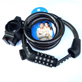 Dviratinio kabelio užraktas, atsparus vandeniui, penkių skaitmenų slaptažodis, iš aukštos kokybės plieno su PVC/ABS, modelis TY5612