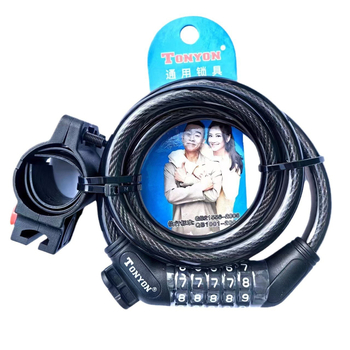 Dviratinio kabelio užraktas, atsparus vandeniui, penkių skaitmenų slaptažodis, iš aukštos kokybės plieno su PVC/ABS, modelis TY5612