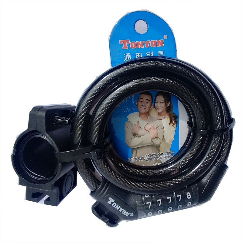 Dviratinio kabelio užraktas, atsparus vandeniui, penkių skaitmenų slaptažodis, iš aukštos kokybės plieno su PVC/ABS, modelis TY5612