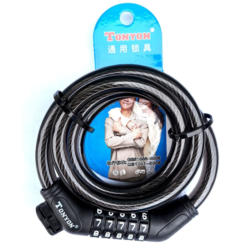 Dviratinio kabelio užraktas, atsparus vandeniui, penkių skaitmenų slaptažodis, iš aukštos kokybės plieno su PVC/ABS, modelis TY5612