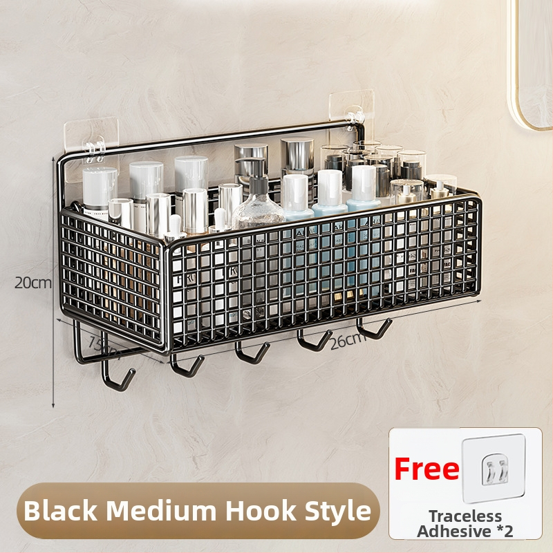 Vannitoa seina külge paigaldatav hoiukapp tarvikute jaoks, ilma puurimiseta (Materjal: Raud; Pindade töötlemine: Raua käsitöö; Üksikas: Laadimiskapasiteet 0–1 kg; Kihte: 1; Paigaldus: Ilma puurimiseta)