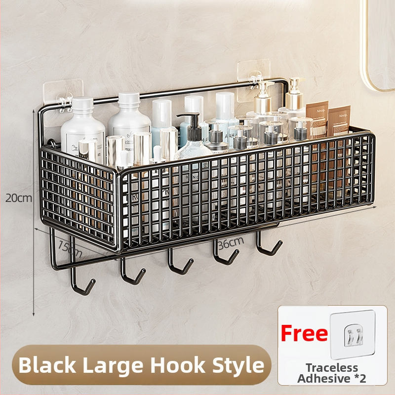 Vannitoa seina külge paigaldatav hoiukapp tarvikute jaoks, ilma puurimiseta (Materjal: Raud; Pindade töötlemine: Raua käsitöö; Üksikas: Laadimiskapasiteet 0–1 kg; Kihte: 1; Paigaldus: Ilma puurimiseta)