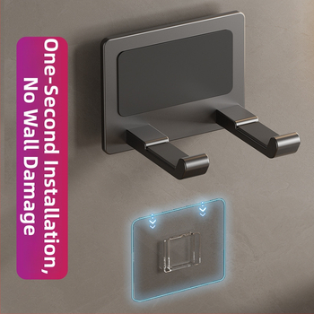 Nástenný držiak na sušič vlasov – bez vŕtania, plast/alumínium, nosnosť 5–10 kg, model 135, moderný jednoduchý štýl