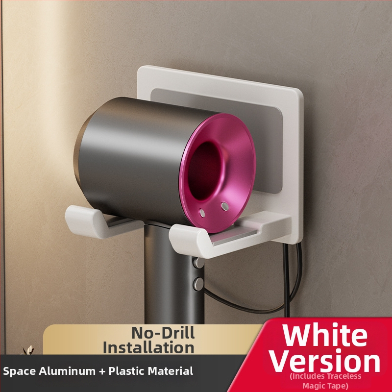 Nástenný držiak na sušič vlasov – bez vŕtania, plast/alumínium, nosnosť 5–10 kg, model 135, moderný jednoduchý štýl