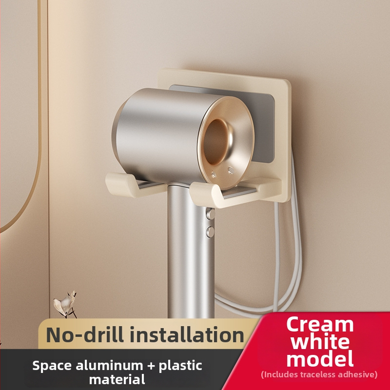 Nástenný držiak na sušič vlasov – bez vŕtania, plast/alumínium, nosnosť 5–10 kg, model 135, moderný jednoduchý štýl