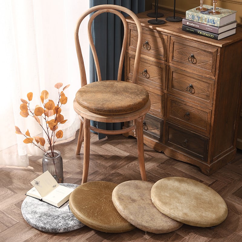 Kruhový semišový vankúš s pamäťovou penou – protišmykový, jednofarebný, prispôsobiteľný pre obývačku, spálňu, kanceláriu