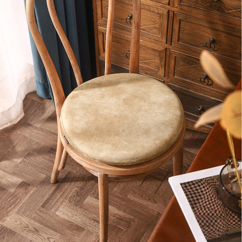 Kruhový semišový vankúš s pamäťovou penou – protišmykový, jednofarebný, prispôsobiteľný pre obývačku, spálňu, kanceláriu