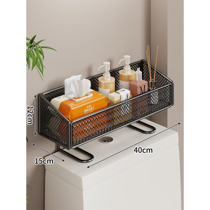 Police na uskladnenie do kúpeľne z nehrdzavejúcej ocele, jednoposchodová, nad WC, na papierové utierky, uteráky na tvár a kozmetiku