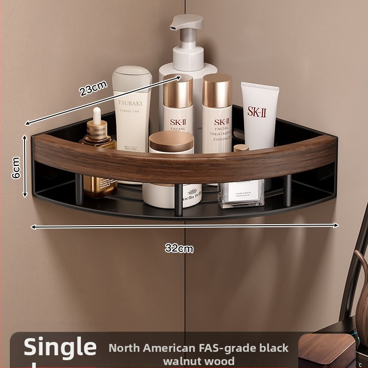 Kúpeľňová trojuholníková rohová polica z hliníkovej zliatiny, jednostupňová, nosnosť 1–5 kg, model k5872.