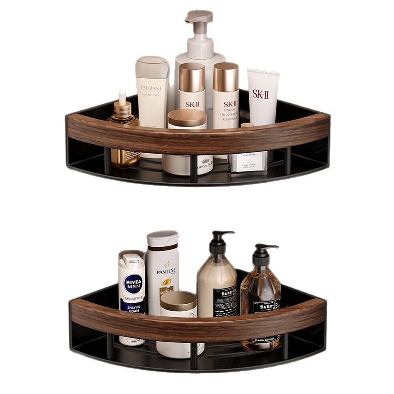 Kúpeľňová trojuholníková rohová polica z hliníkovej zliatiny, jednostupňová, nosnosť 1–5 kg, model k5872.