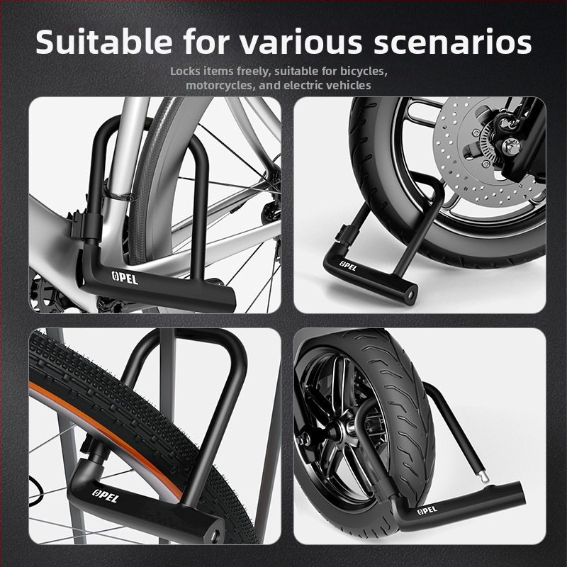OPEL UC-K-1 Dzelzs U-veida slēdzis velosipēdam un elektriskajam transportlīdzeklim — pret sitieniem, pret uzlaušanu, ūdensizturīgs, 0,6 kg