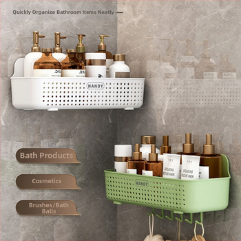 Nástenný regál do kúpeľne, plastový, povrch postrekaný plastom, 1 polica, nosnosť do 1 kg