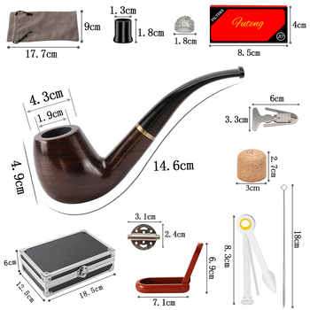 Пушачка лула – пълен комплект с аксесоари; Черен орех; Алуминиева подаръчна кутия; Персонализирано лого; Персонализирана обработка
