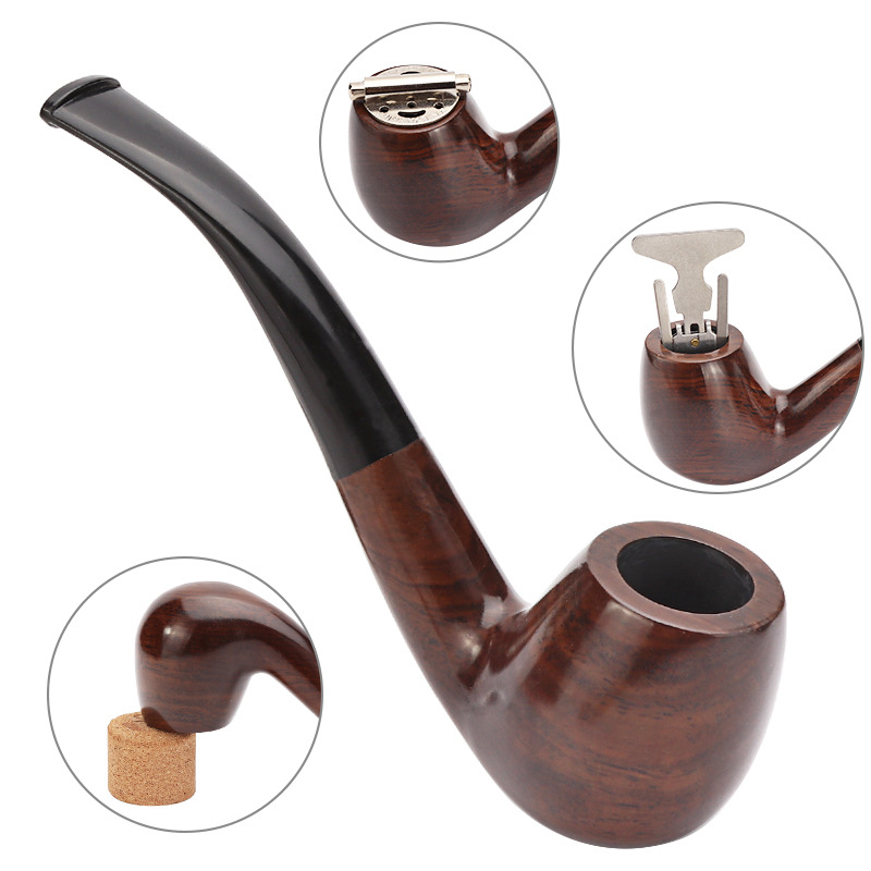 Пушачка лула – пълен комплект с аксесоари; Черен орех; Алуминиева подаръчна кутия; Персонализирано лого; Персонализирана обработка