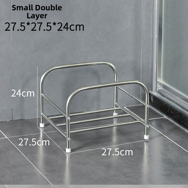 Nerezová oceľová polica na umývadlo, stojaca na podlahe, dvojposchodová, model xg-16-25, hladký povrch