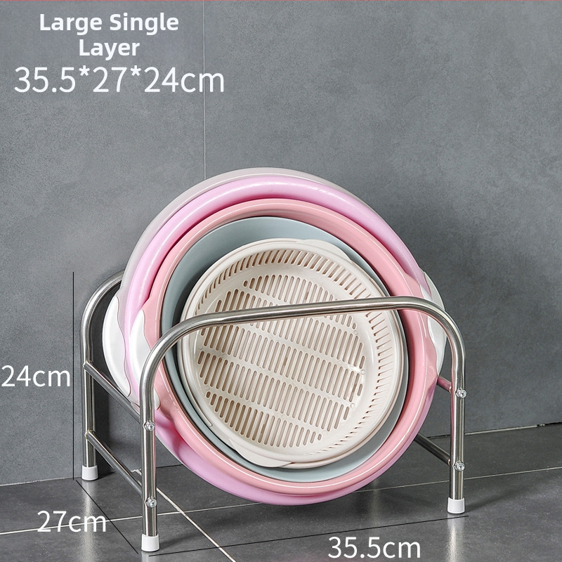 Nerezová oceľová polica na umývadlo, stojaca na podlahe, dvojposchodová, model xg-16-25, hladký povrch