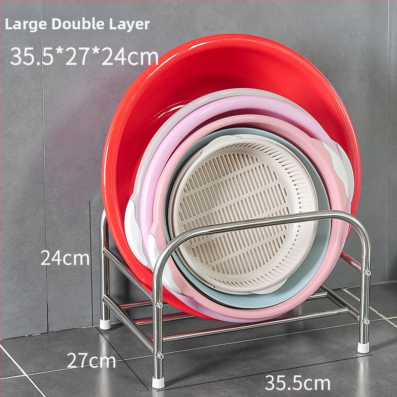 Nerezová oceľová polica na umývadlo, stojaca na podlahe, dvojposchodová, model xg-16-25, hladký povrch