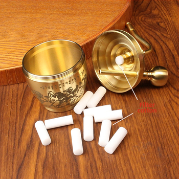 Meďová tabaková fajka, krátky štýl, prenosná, s filtrom, dvojité použitie, odnímateľné čistenie — Tang Lian Y1503