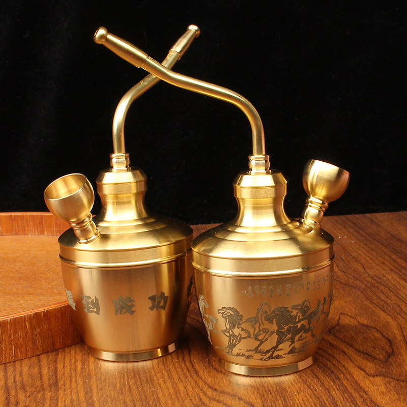 Meďová tabaková fajka, krátky štýl, prenosná, s filtrom, dvojité použitie, odnímateľné čistenie — Tang Lian Y1503