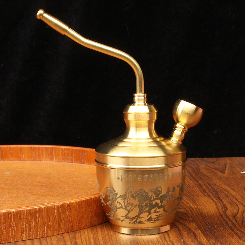 Meďová tabaková fajka, krátky štýl, prenosná, s filtrom, dvojité použitie, odnímateľné čistenie — Tang Lian Y1503