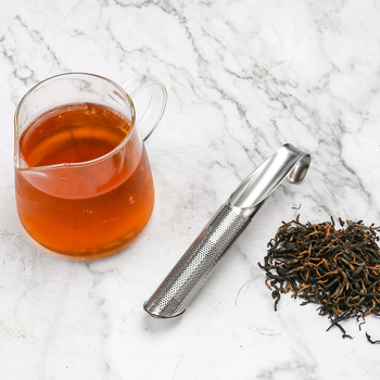 Čajový infuzér v tvare rúry, s posúvacou rukoväťou, pripevnený na pohár, z nerezovej ocele 304