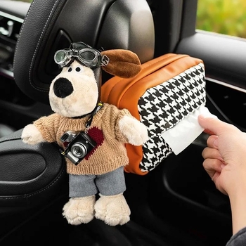 Krabička na vreckovky do auta — plyšová, visací typ, bez personalizácie, bez licencovaných súkromných značiek