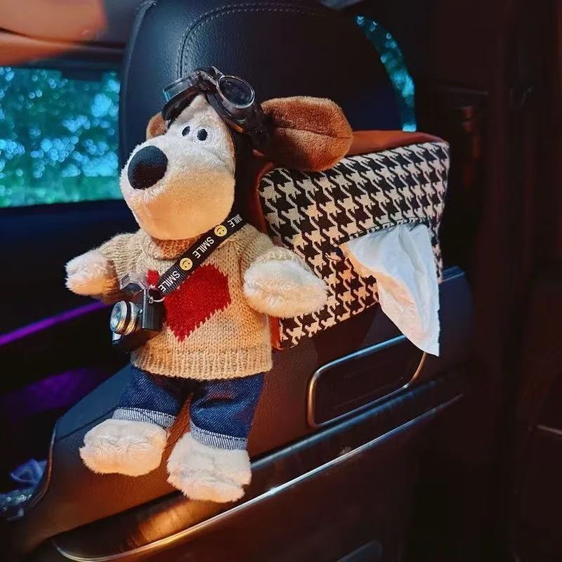 Krabička na vreckovky do auta — plyšová, visací typ, bez personalizácie, bez licencovaných súkromných značiek