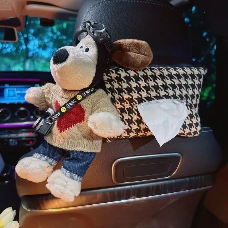 Krabička na vreckovky do auta — plyšová, visací typ, bez personalizácie, bez licencovaných súkromných značiek