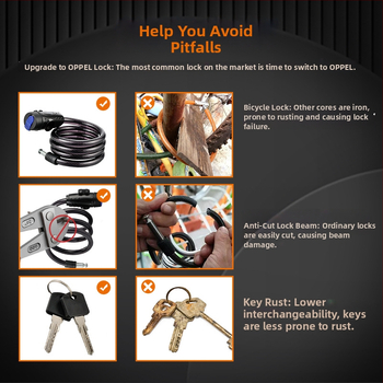 Sulankstomas dviracio užraktas su plieno kabeliu, modelis JTS, prekinis ženklas OPEL, skirtas kelių dviračiams, 270 g
