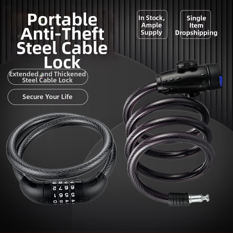 Sulankstomas dviracio užraktas su plieno kabeliu, modelis JTS, prekinis ženklas OPEL, skirtas kelių dviračiams, 270 g