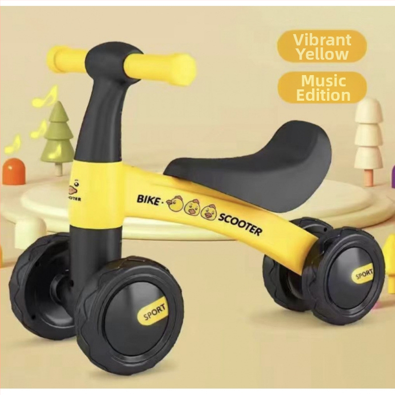 Balančný bicykel bez pedálov, štvorkolový pre deti 0–3 roky – hračka na učenie chôdze