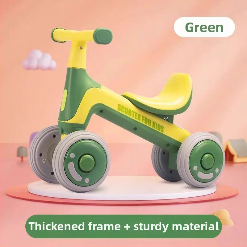 Balančný bicykel bez pedálov, štvorkolový pre deti 0–3 roky – hračka na učenie chôdze