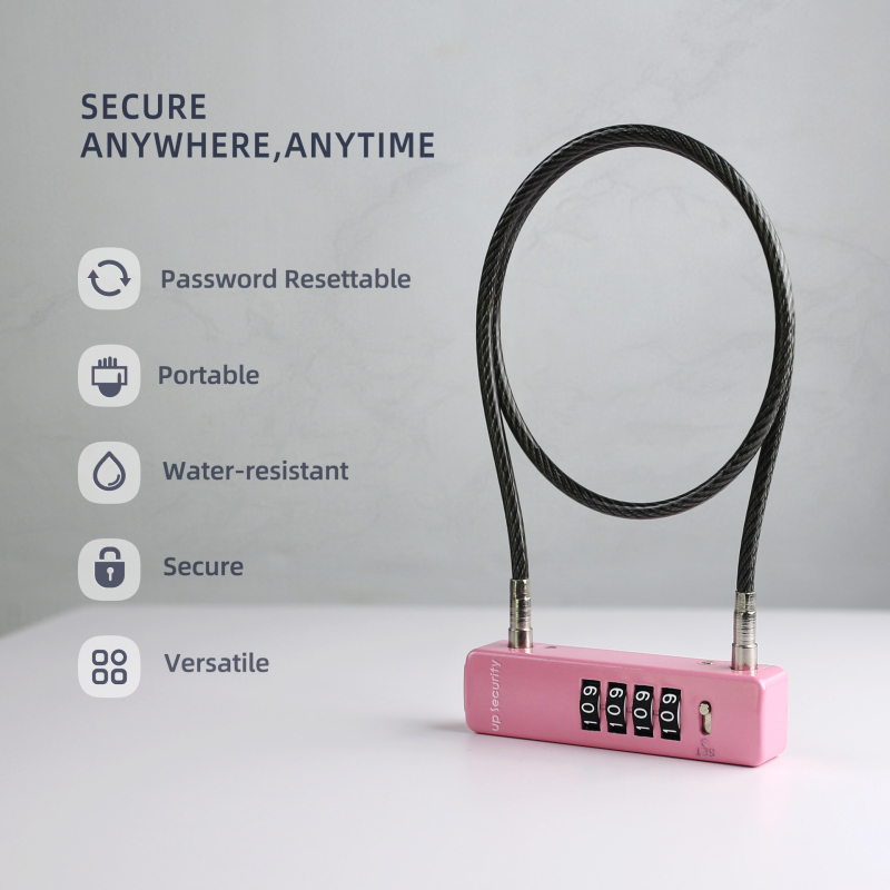 UP Security 904HP zámok s kódom zo zliatiny zinku pre bicykel a prilbu, 5 mm zámová tyč