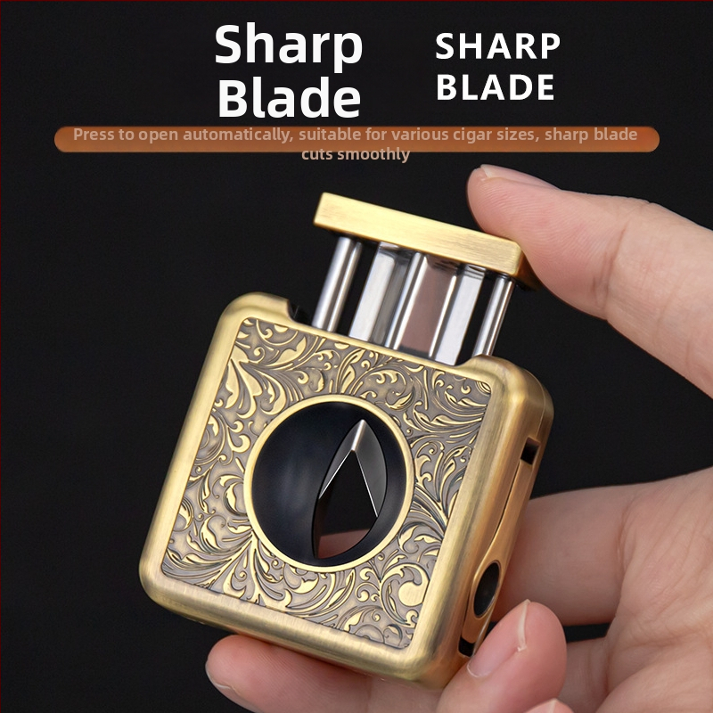 Hannicook Štyri v jednom V-tvarovaný zastrihávač cigár, zliatina zinku + nehrdzavejúca oceľ, model Hc-j04