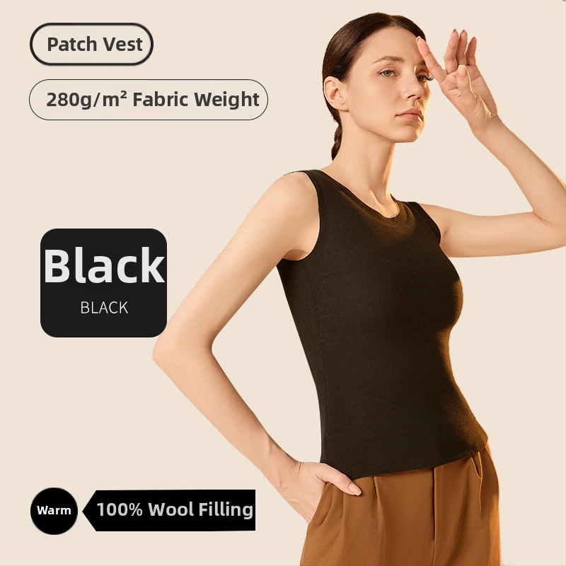 Unisex vesta s výplňou z vlny, antibakteriálna a teplá, dvojvrstvová, cez hlavu