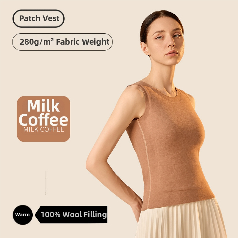 Unisex vesta s výplňou z vlny, antibakteriálna a teplá, dvojvrstvová, cez hlavu