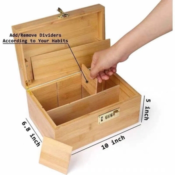 Drevená skrinka na cigarety z bambusového dreva, s vrchnákom a priehradkami, 18 L kapacita, vhodná do auta, obývačky, spálne a študovne, možnosť potlače loga