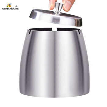 Nerezový stolný popolník s vetru odolným dizajnom, potlačou loga a úložným priestorom