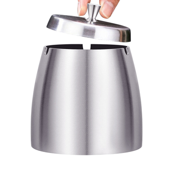 Nerezový stolný popolník s vetru odolným dizajnom, potlačou loga a úložným priestorom