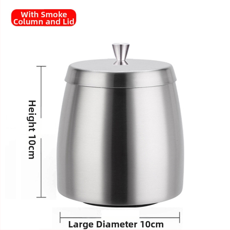 Nerezový stolný popolník s vetru odolným dizajnom, potlačou loga a úložným priestorom