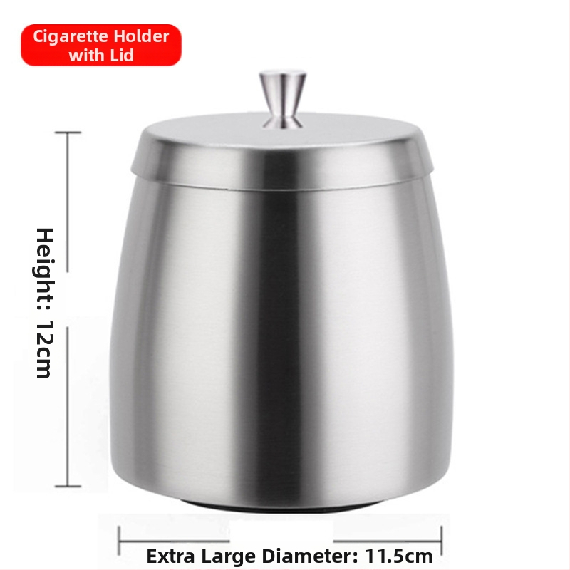 Nerezový stolný popolník s vetru odolným dizajnom, potlačou loga a úložným priestorom